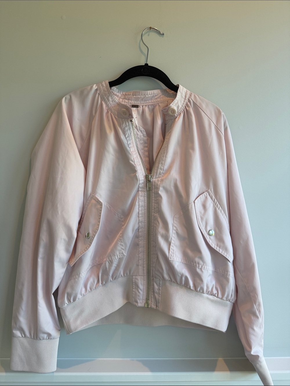 Free People Pale Pink Bomber Jacket